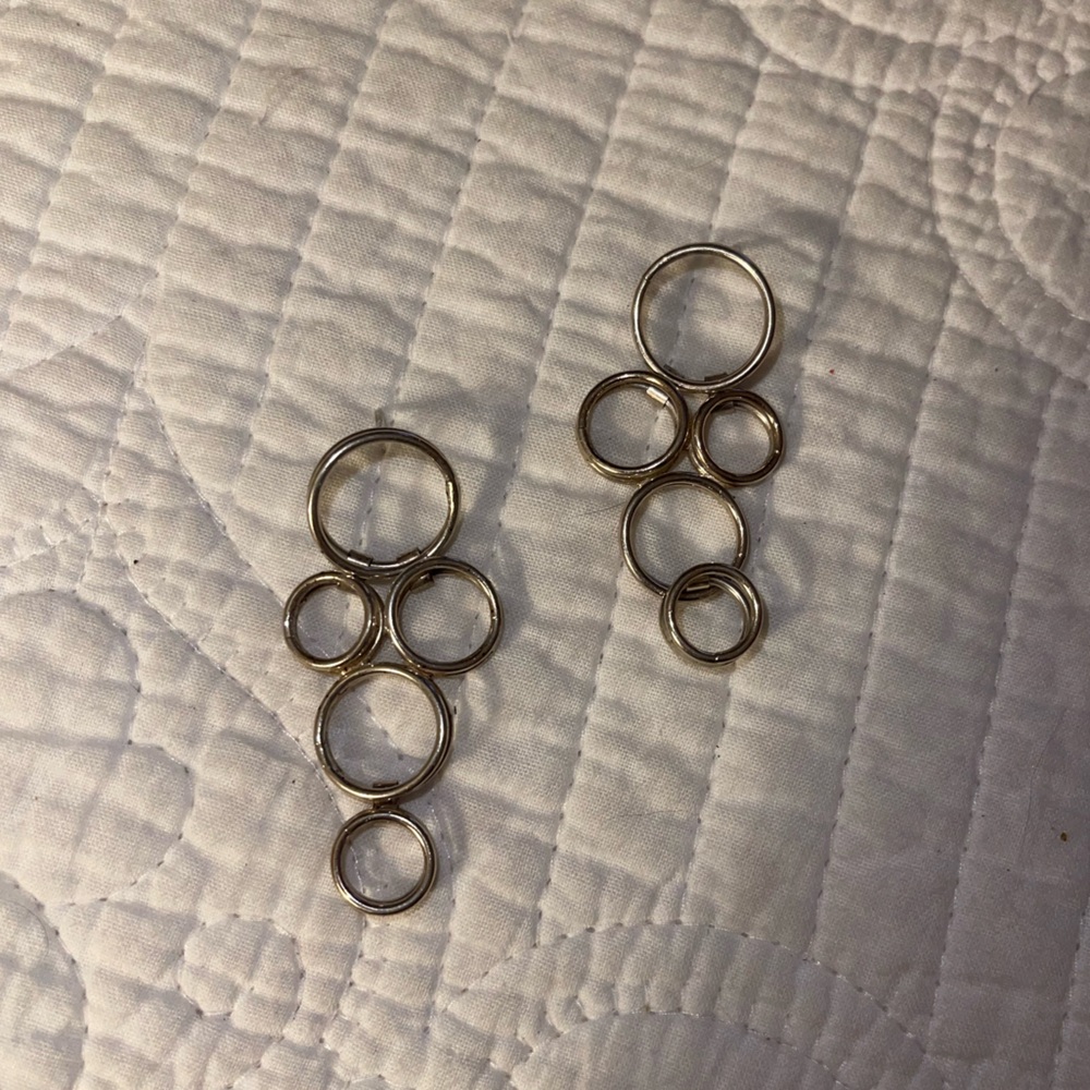 Vintage Silver Abstract Circular Dangle Earrings - image 1